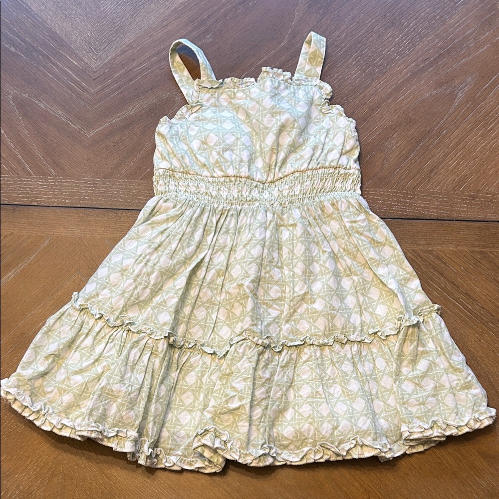 Janie and Jack Cream and Green Patterned Dress